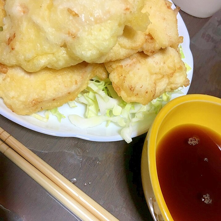 本場の味。酢醤油で食べる鶏天！！